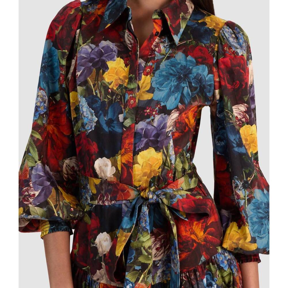 NEW ALICE + OLIVIA lily mini shirt dress in flourish sm - Picture 5 of 6